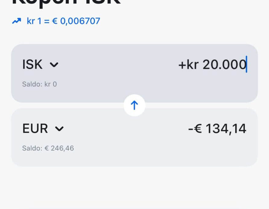 IJslandse Kroon voor Euro wisselen in Revolut