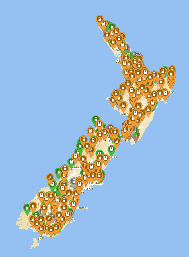 Laadnetwerk Nieuw Zeeland via PlugShare