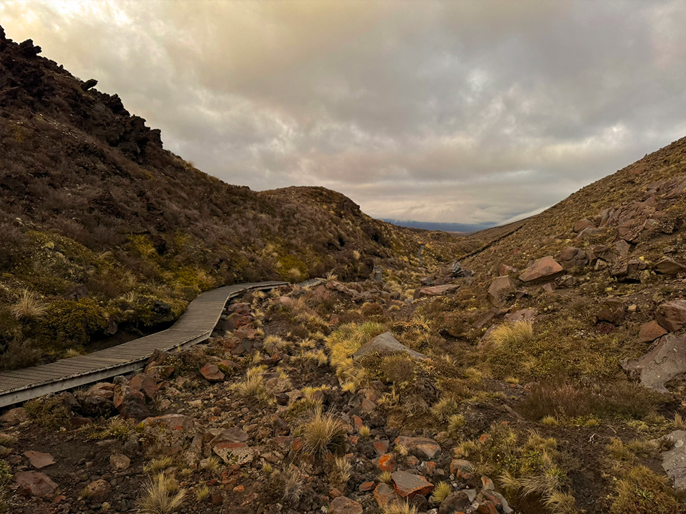 Begin van de wandeling Tongariro